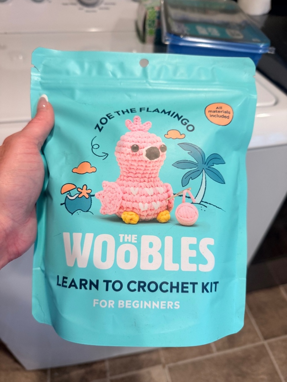 Woobles flamingo crochet kit for beginners or any crocheter brand new